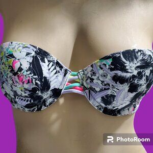 Victoria's Secret strapless push up bikini top jeweled rhinestone band in white